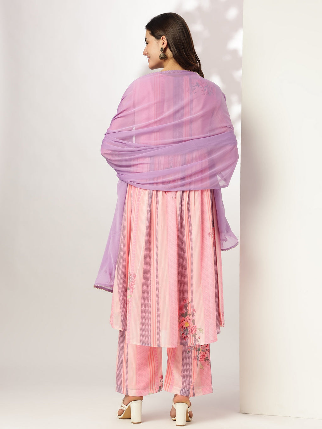 Janasya Light Georgette Embroidered A-Line Kurta Set