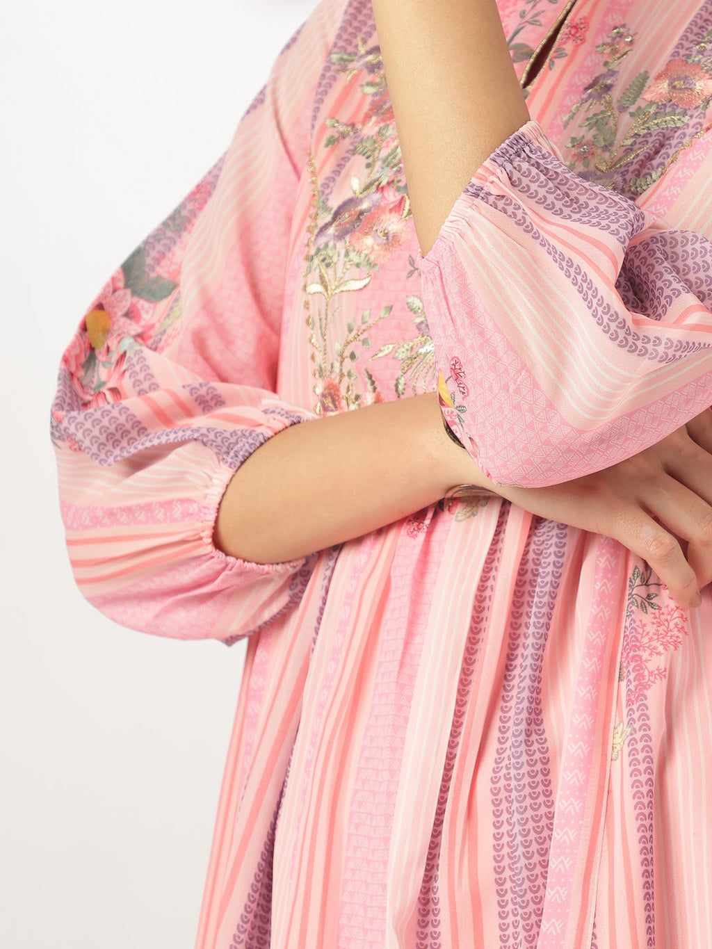 Janasya Light Georgette Embroidered A-Line Kurta Set