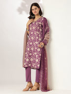 Janasya Dark Rayon Blend Floral Straight Kurta Set - Distacart