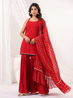Janasya Dark Rayon Solid Straight Kurta Set