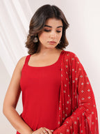 Janasya Dark Rayon Solid Straight Kurta Set