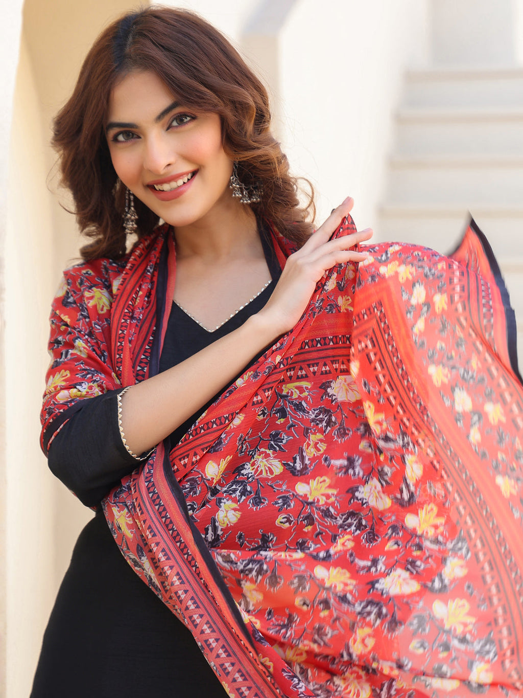 Janasya Dark Silk Blend Solid Straight Kurta Set