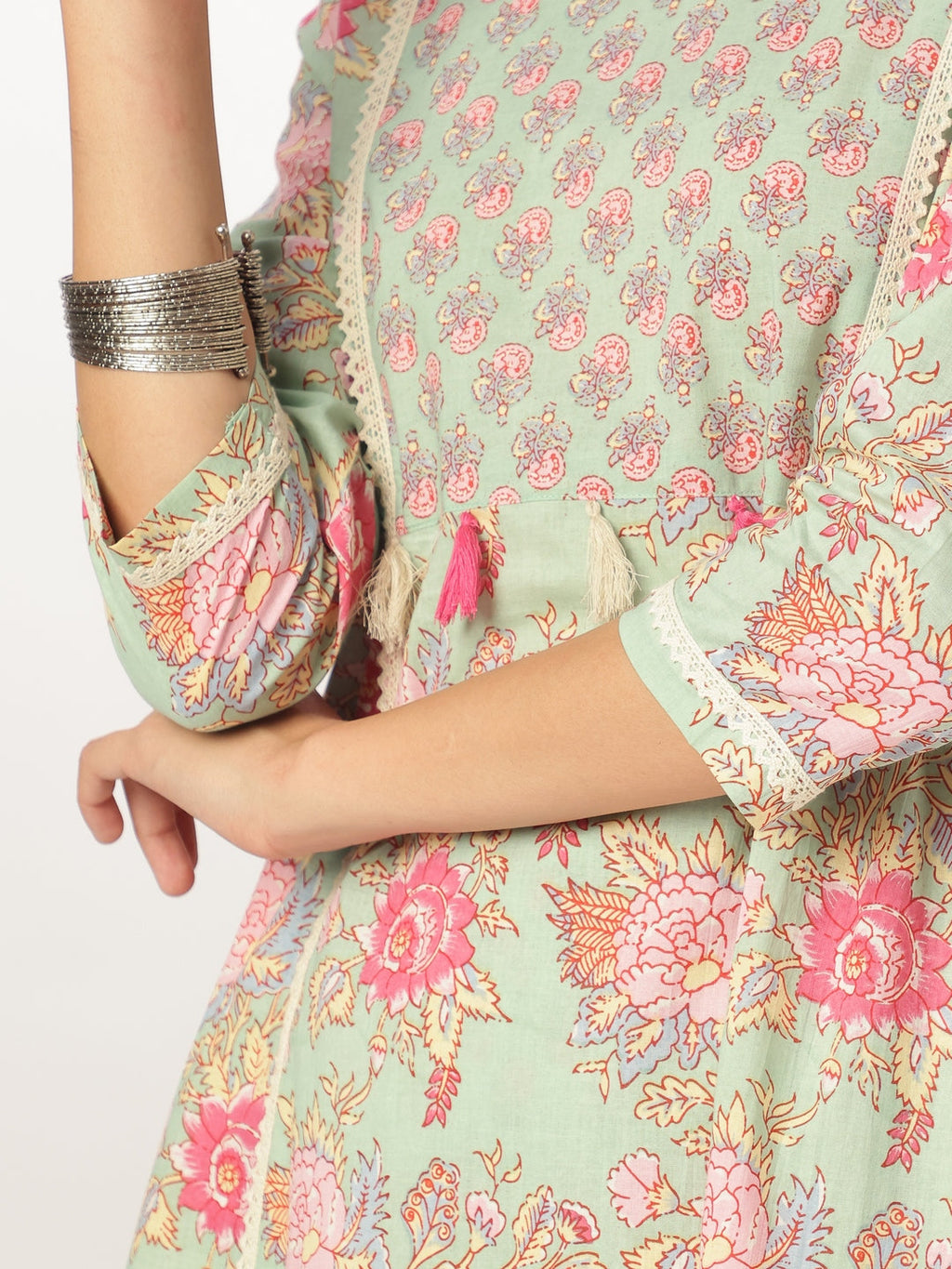 Janasya Light Cotton Floral A-Line Kurta Set - Distacart