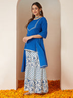 Janasya Dark Cambric Embellished A-Line Kurta Set - Distacart