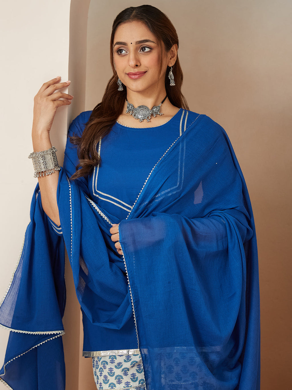 Janasya Dark Cambric Embellished A-Line Kurta Set - Distacart