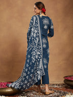 Janasya Bright Cotton Floral A-Line Kurta Set - Distacart