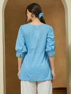 Janasya Light Cotton Embroidered Straight Tunic