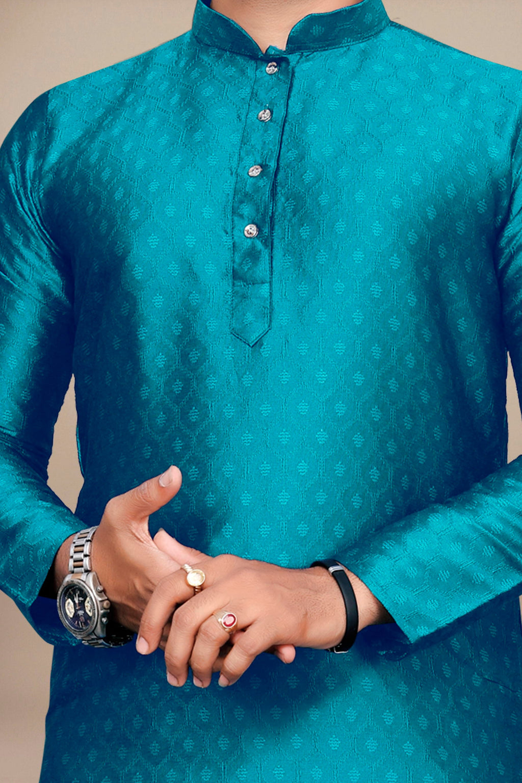 Neera Trendz Rama Jacquard Work Men's Kurta With Pyjama