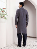 Blue Modal Silk Designer Printed Men's Kurta - Mahotsav