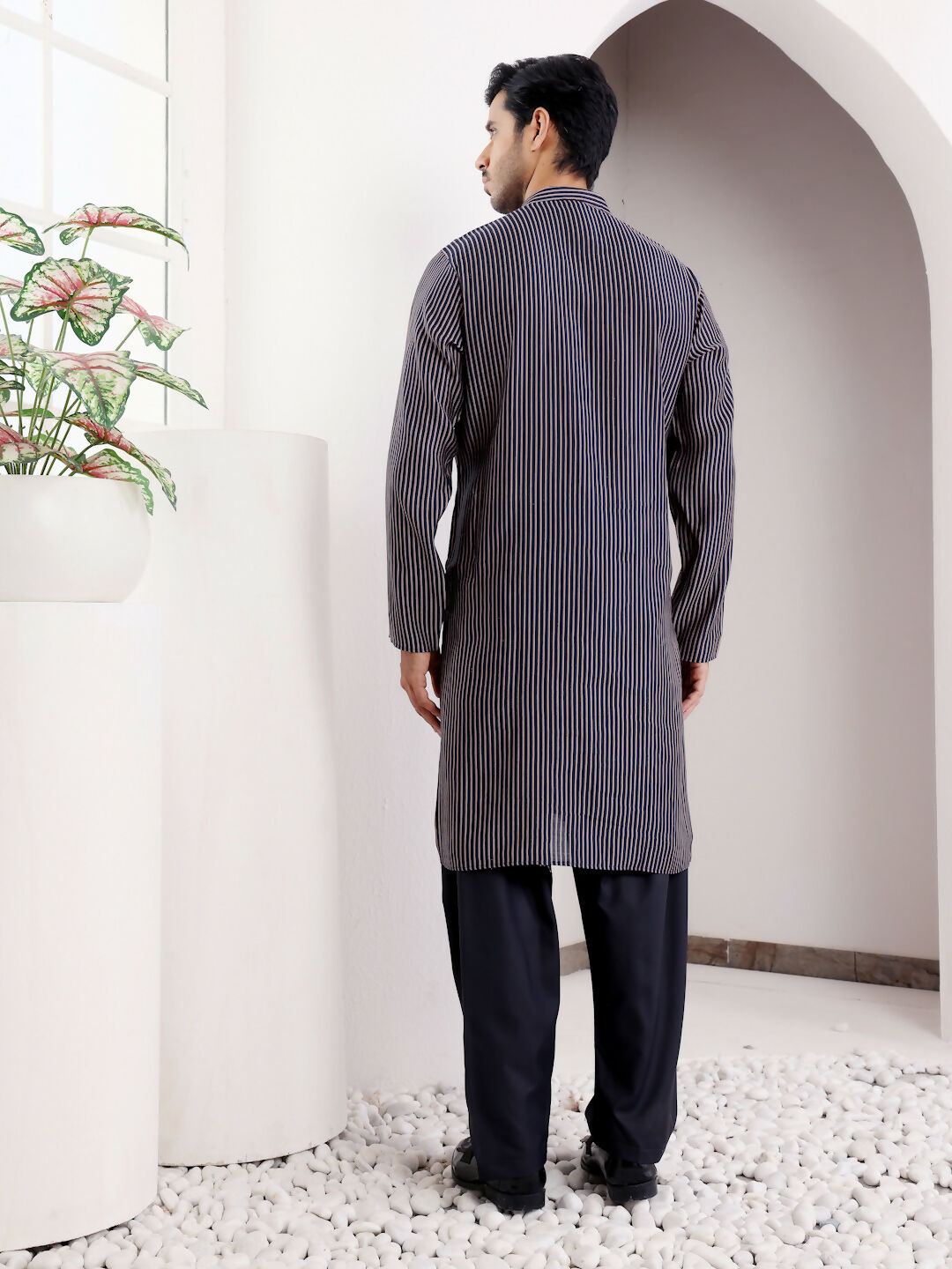 Blue Modal Silk Designer Printed Men's Kurta - Mahotsav
