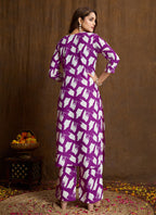 Prazu Fashion Purple Printed Cotton Blend Kurta Pant Set - Distacart