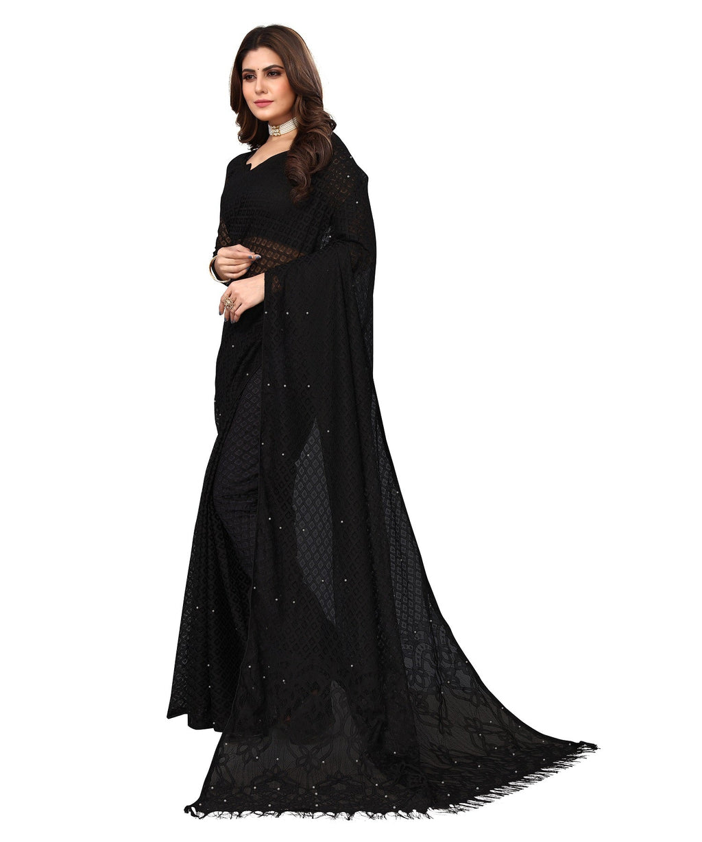 Vamika Net Brasso Black Light Weight Trendy Look Bollywood Style Saree