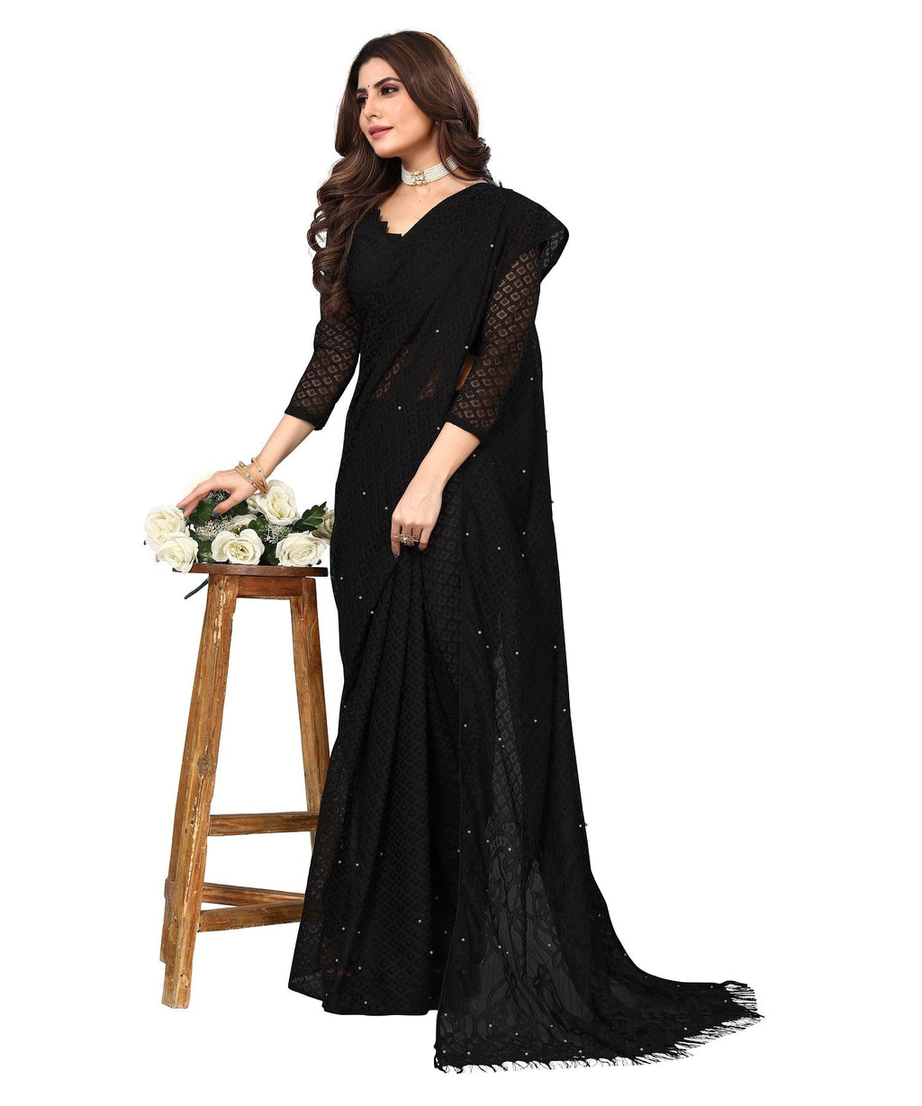 Vamika Net Brasso Black Light Weight Trendy Look Bollywood Style Saree