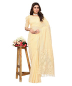 Vamika Net Brasso Cream Light Weight Trendy Look Bollywood Style Saree