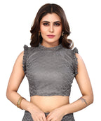 Vamika Net Brasso Grey Light Weight Trendy Look Bollywood Style Saree - Distacart