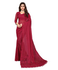 Vamika Net Brasso Maroon Light Weight Trendy Look Bollywood Style Saree