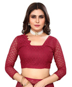 Vamika Net Brasso Maroon Light Weight Trendy Look Bollywood Style Saree