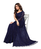 Vamika Net Brasso Navy Light Weight Trendy Look Bollywood Style Saree