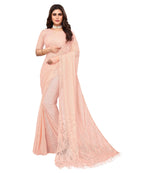 Vamika Net Brasso Peach Light Weight Trendy Look Bollywood Style Saree