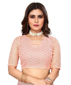 Vamika Net Brasso Peach Light Weight Trendy Look Bollywood Style Saree