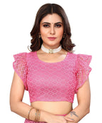 Vamika Net Brasso Pink Light Weight Trendy Look Bollywood Style Saree