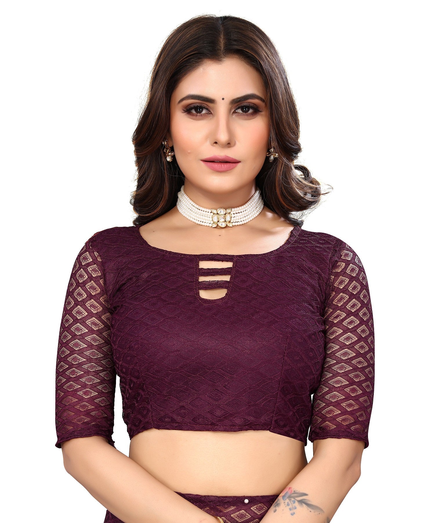 Vamika Net Brasso Purple Light Weight Trendy Look Bollywood Style Saree