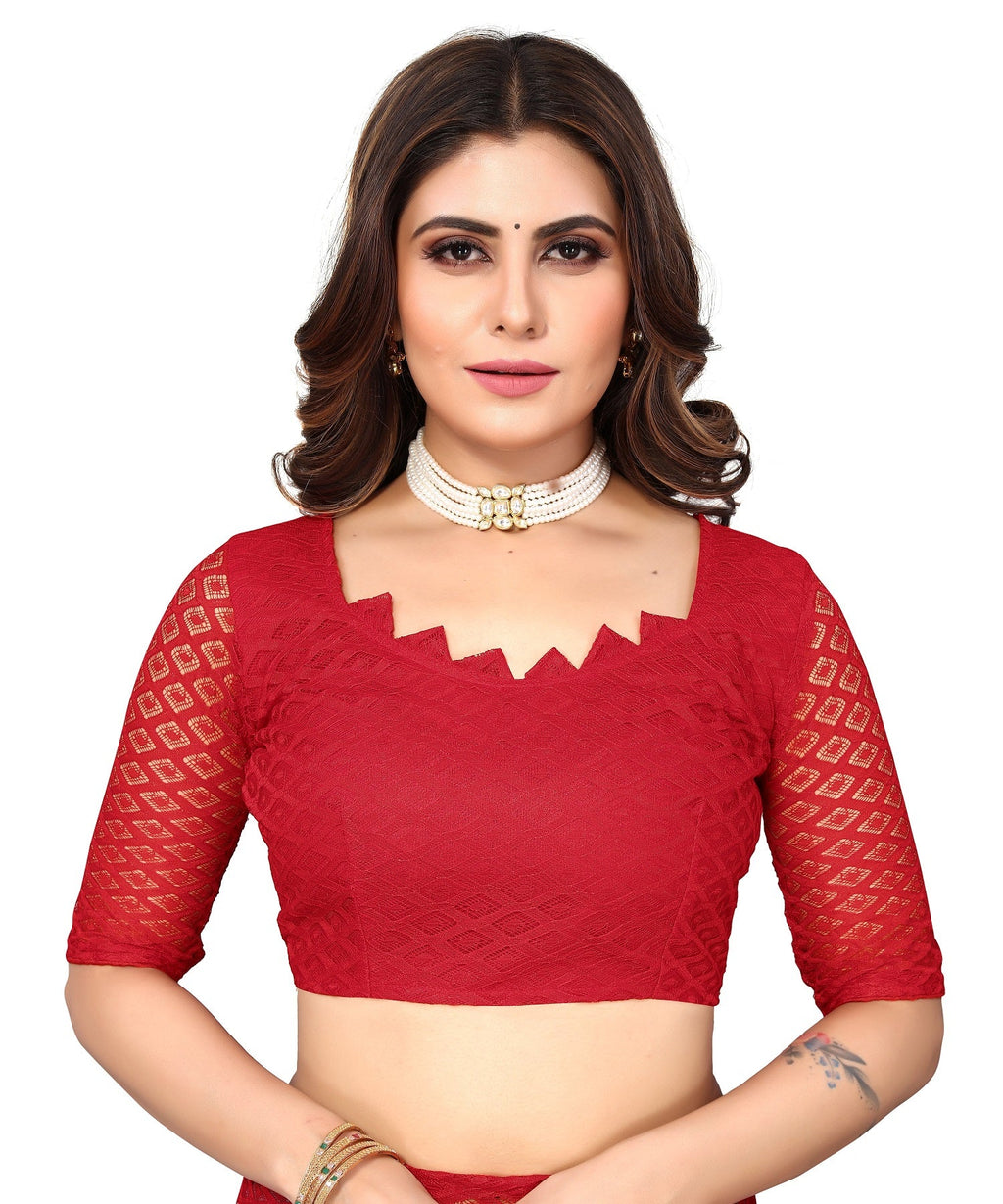 Vamika Net Brasso Red Light Weight Trendy Look Bollywood Style Saree