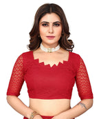 Vamika Net Brasso Red Light Weight Trendy Look Bollywood Style Saree