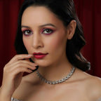 Dual Tone Gold and Silver Choker with American Diamonds and Kundan (Silver) - Ruby Raang