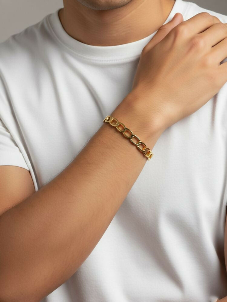 NVR Men's Gold Plated Cuff Bracelet - Distacart