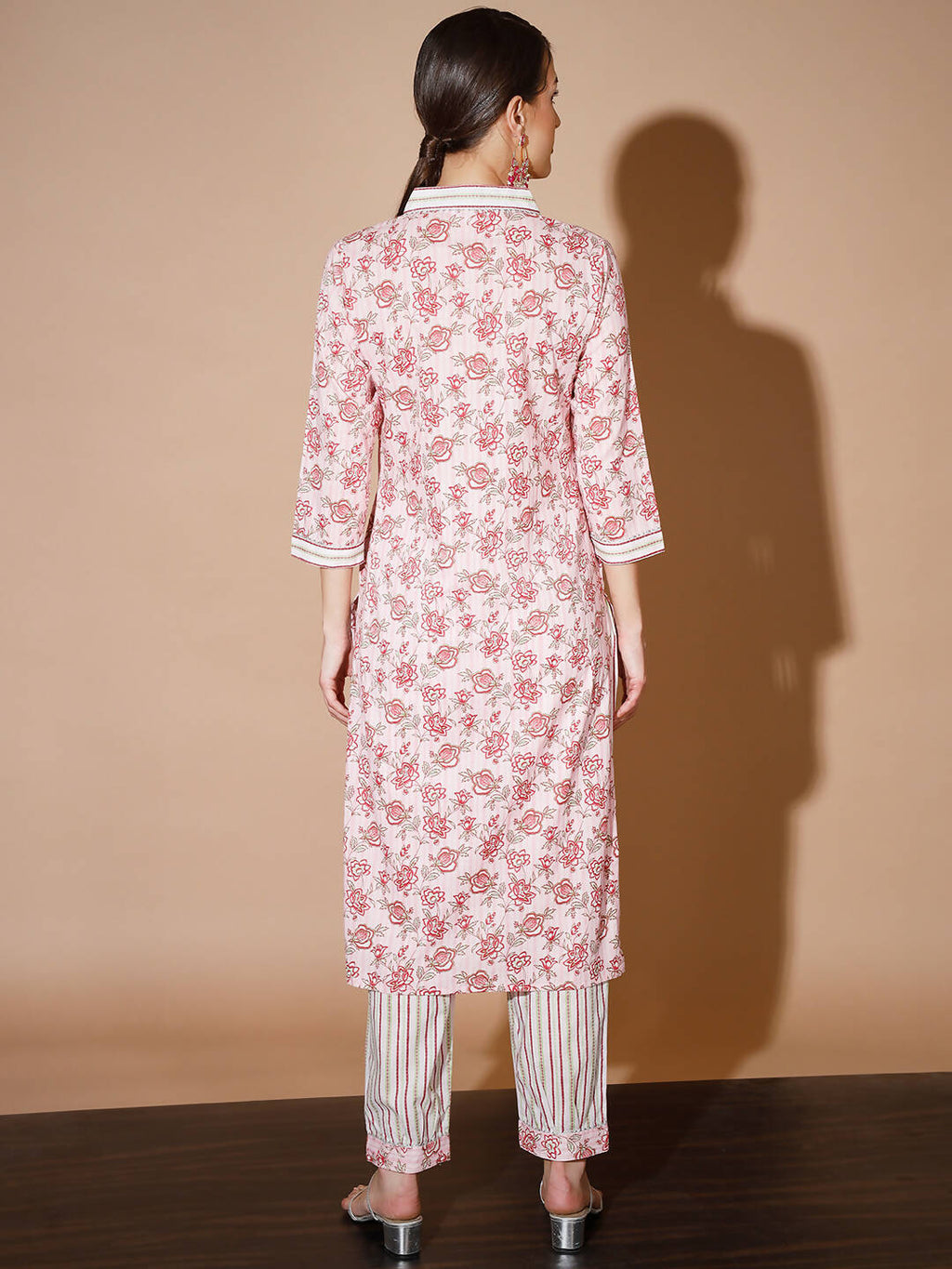 Myshka Women Pink Floral Kurta & Trousers - Distacart