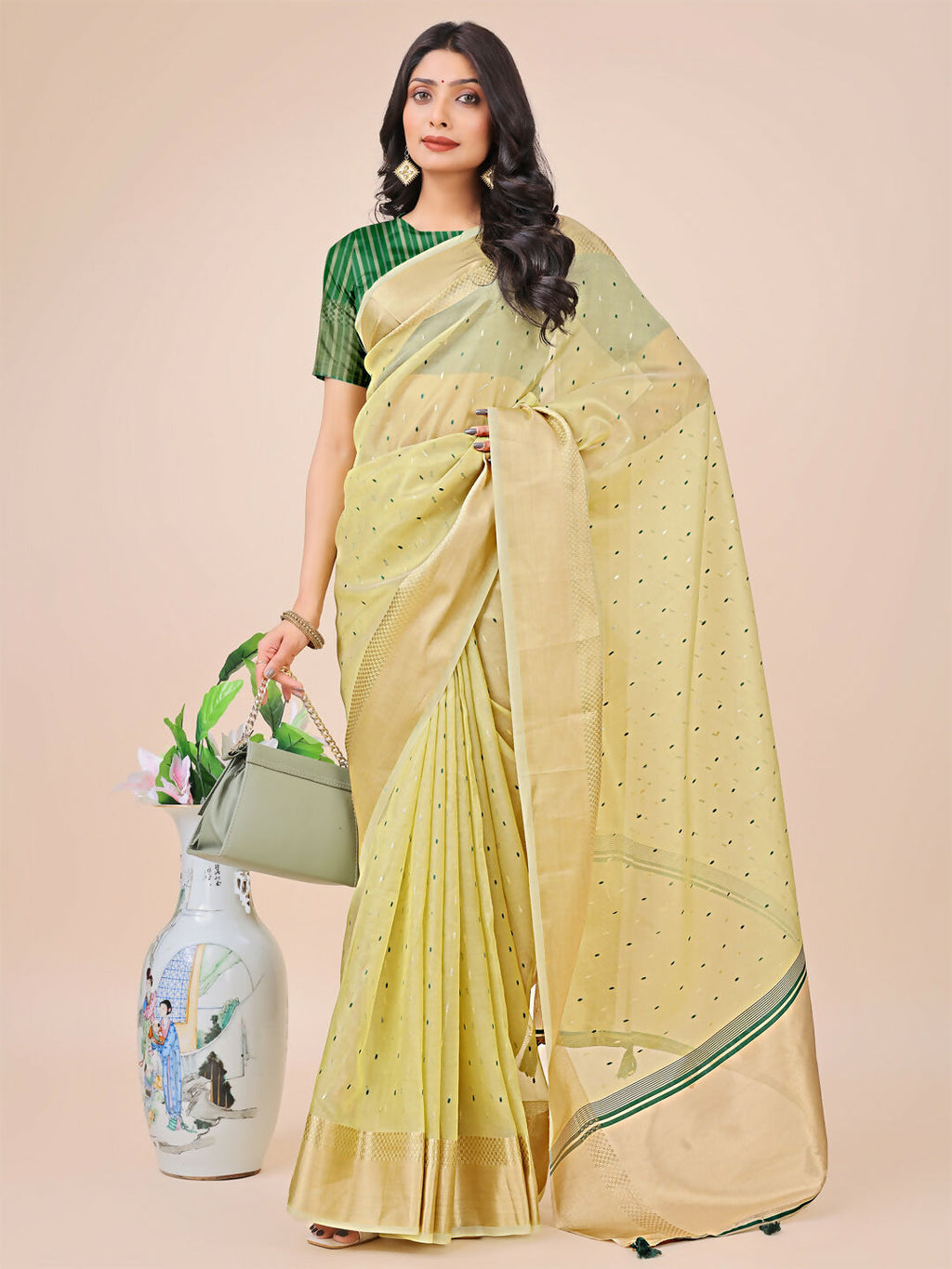 Shree Shyam Fashion Florance Light Green Organza Saree