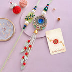 trueBrowns X Voylla Peacock Feathers And Beads Bhaiya Bhabhi Lumba Rakhi - Distacart