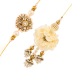 trueBrowns X Voylla White Pearls And Kundan Gems Bhaiya Bhabhi Lumba Rakhi - Distacart