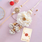 trueBrowns X Voylla White Pearls And Kundan Gems Bhaiya Bhabhi Lumba Rakhi - Distacart