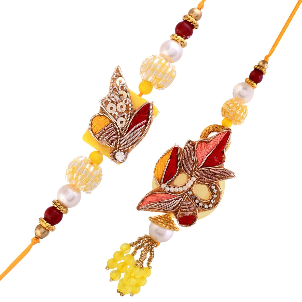 trueBrowns X Voylla Faux Pearls And Kundan Gems Bhaiya Bhabhi Lumba Rakhi - Distacart