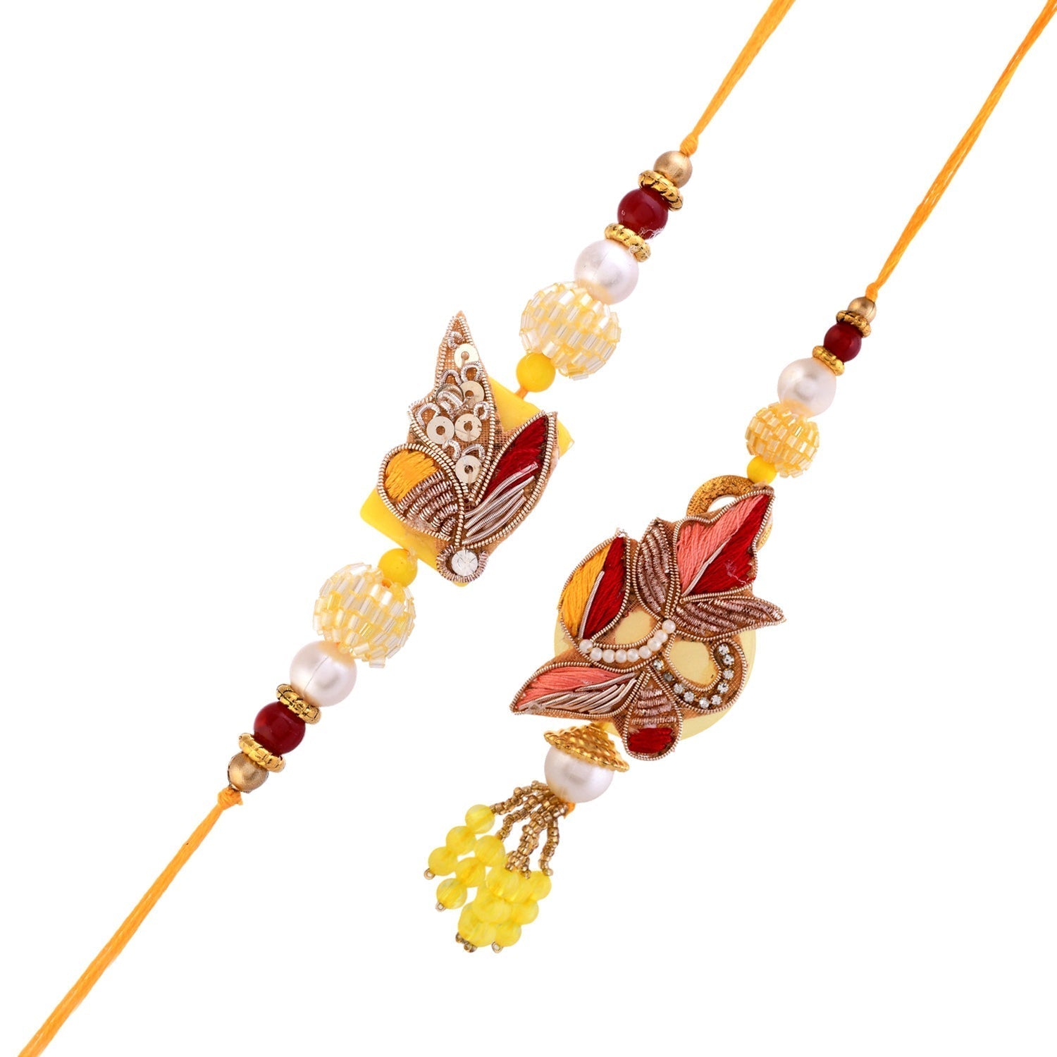 trueBrowns X Voylla Faux Pearls And Kundan Gems Bhaiya Bhabhi Lumba Rakhi - Distacart
