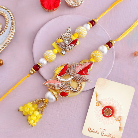 trueBrowns X Voylla Faux Pearls And Kundan Gems Bhaiya Bhabhi Lumba Rakhi