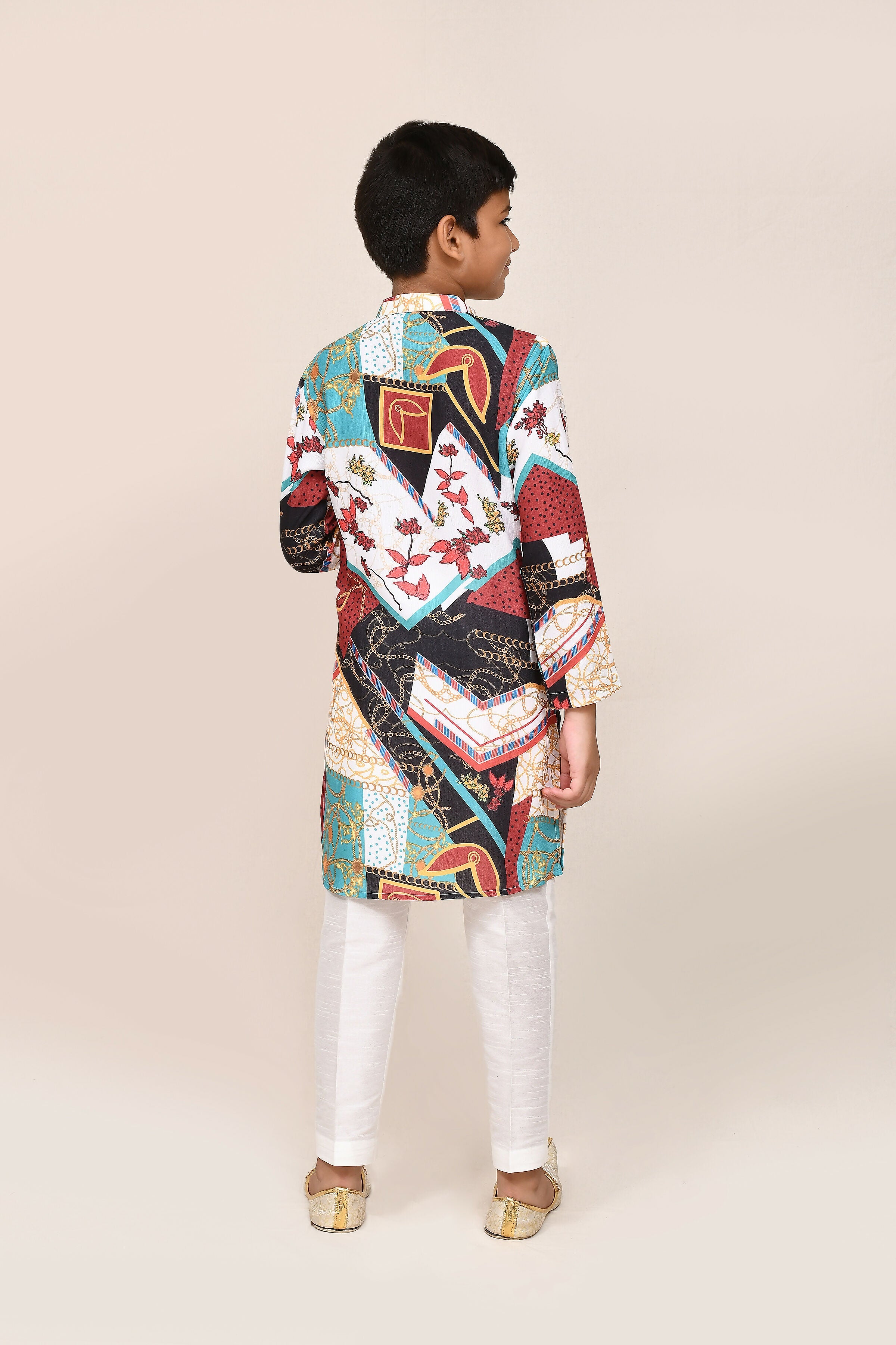 Joban Fashion Cotton Silk Multicolor Kurta With Straight Fit Pant