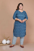 Miravan Women's Plus Size Pure Cotton Straight Kurta And Palazzo Set