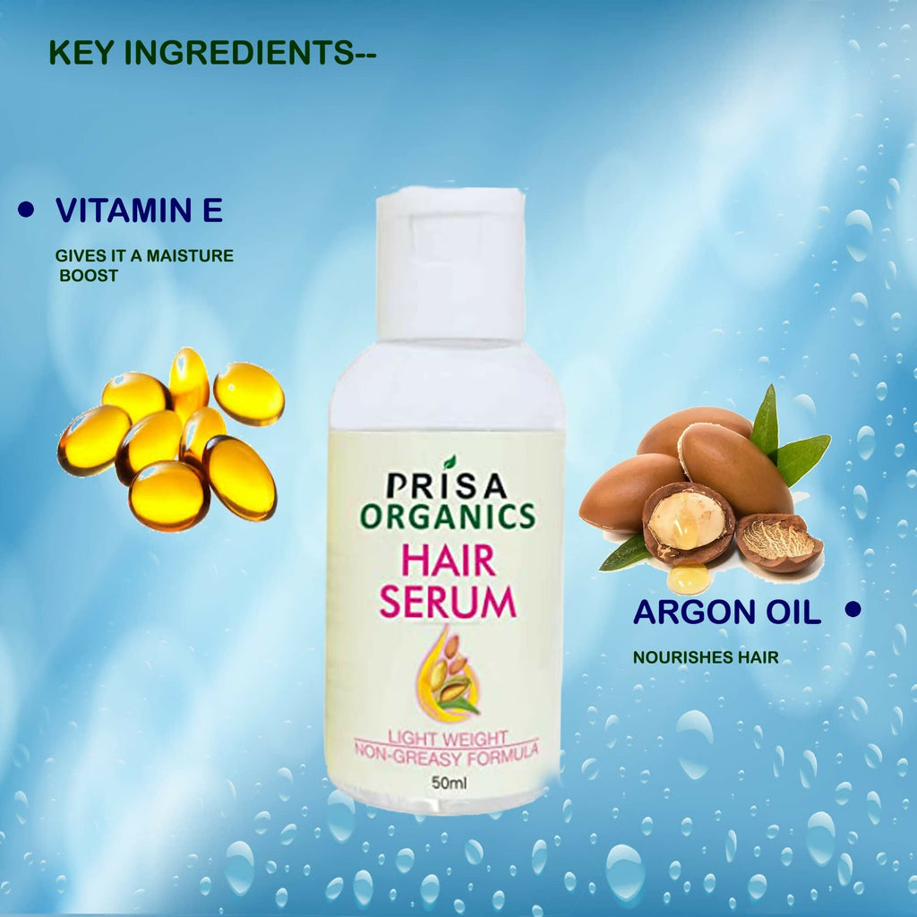 Prisa Organics Hair Serum With Argan Oil & Vitamin E - Promotes Hair Growth, Prevents Hair Loss and Thinning - Distacart