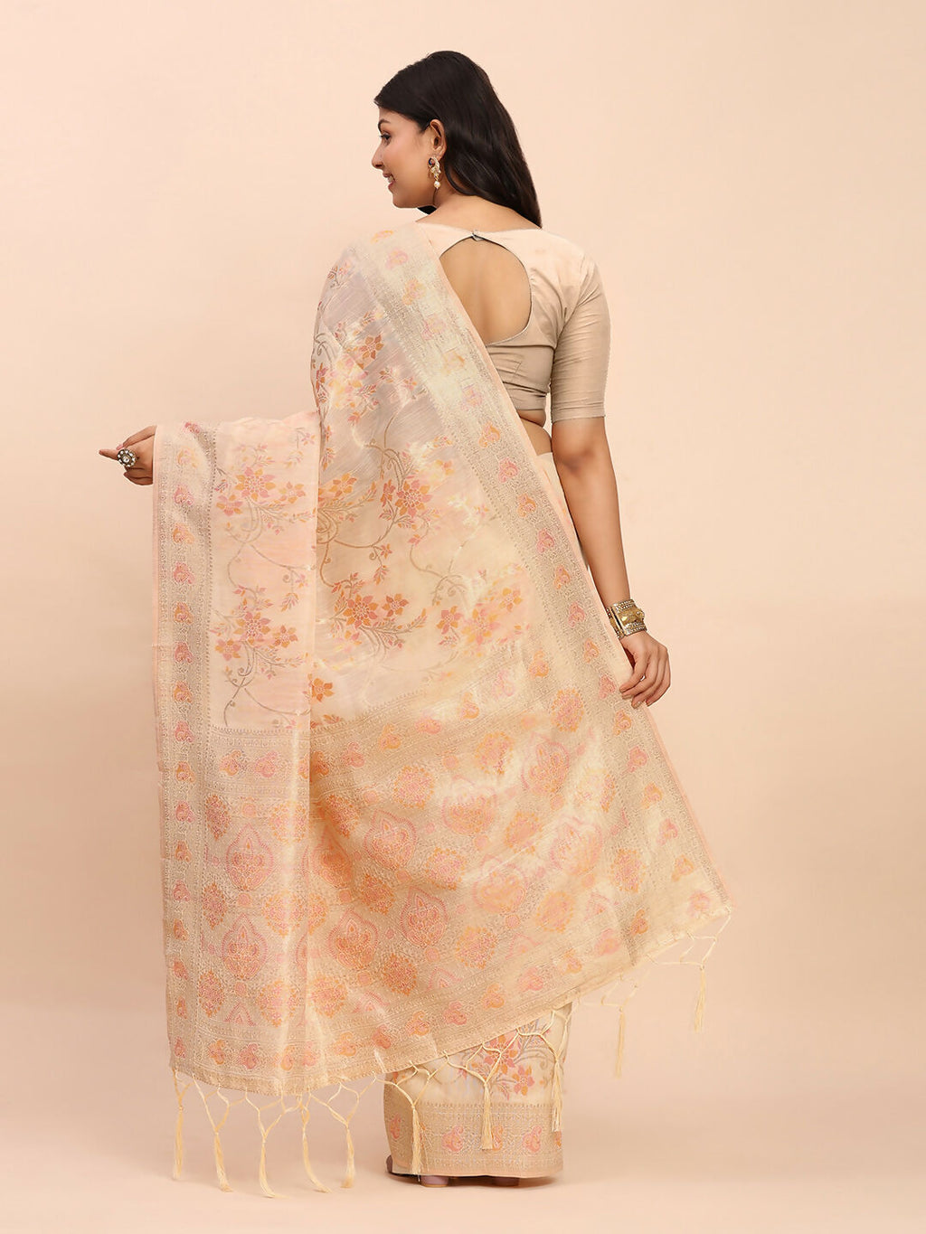 Shree Shyam Fashion Linen Cotton Off White Saree - Distacart