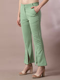 Myshka Women's Sea Green Solid Party Parallel Trousers