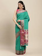 Shree Shyam Fashion Silk Blend Rama Saree - Distacart