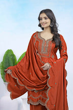 Joban Fashion Maroon Crepe Embroidered Sharara Set - Distacart