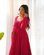Joban Fashion Rani Pink Kurta Set Georgette Sequence Embroidery Work - Distacart