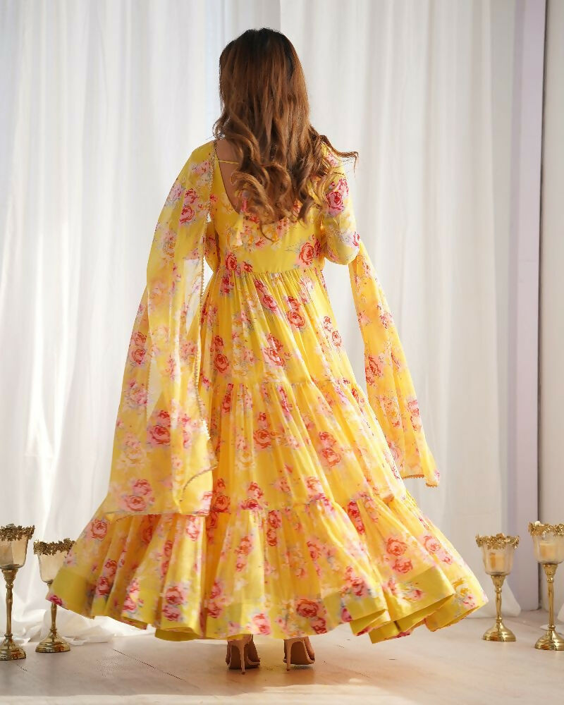 Joban Fashion Yellow Kurta Set Georgette Sequence Embroidery Work - Distacart