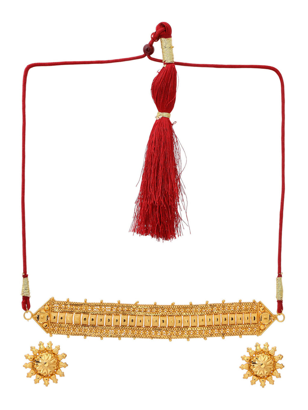 Ruby Raang Golden Choker with Round Studs