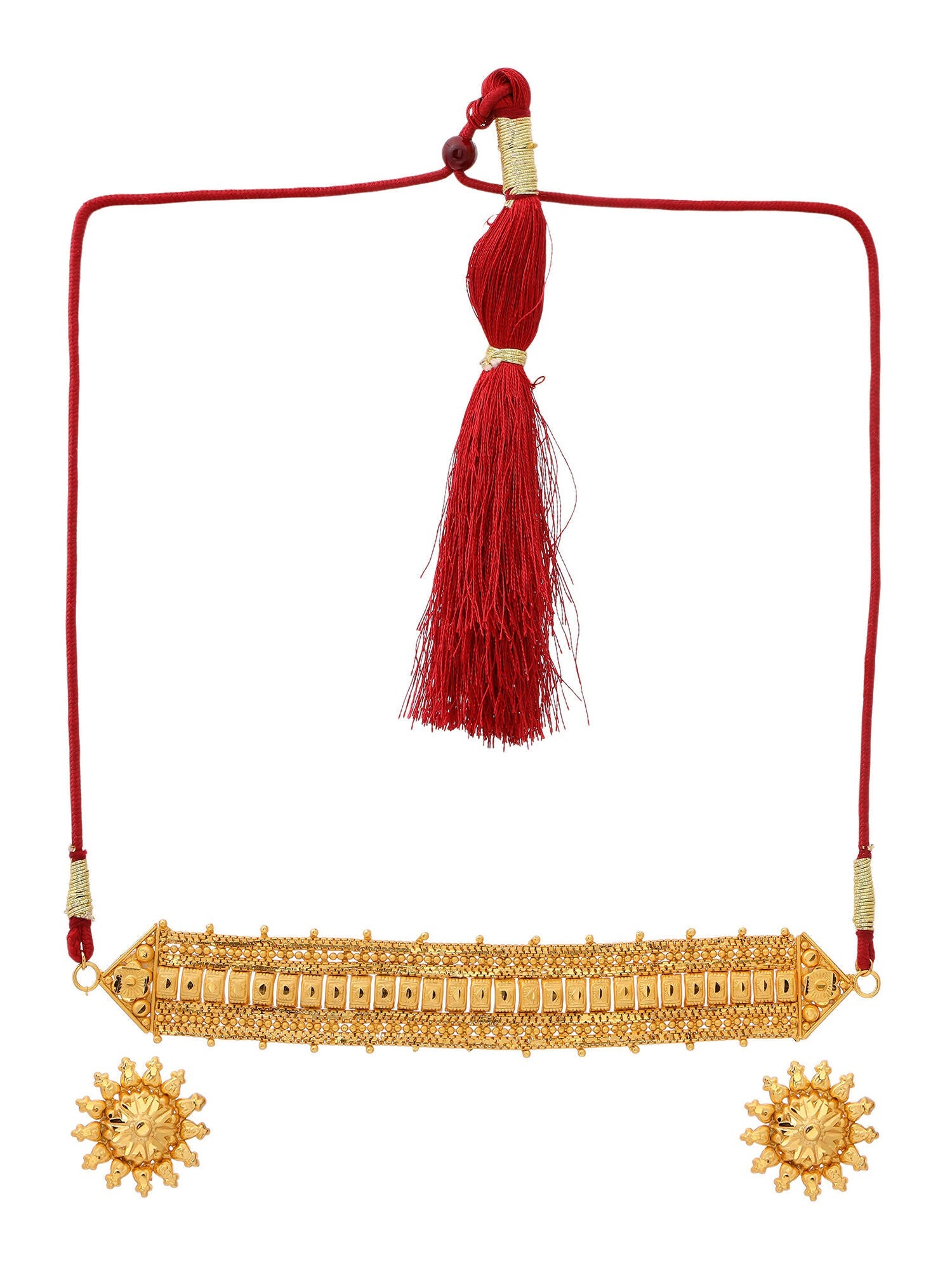 Ruby Raang Golden Choker with Round Studs