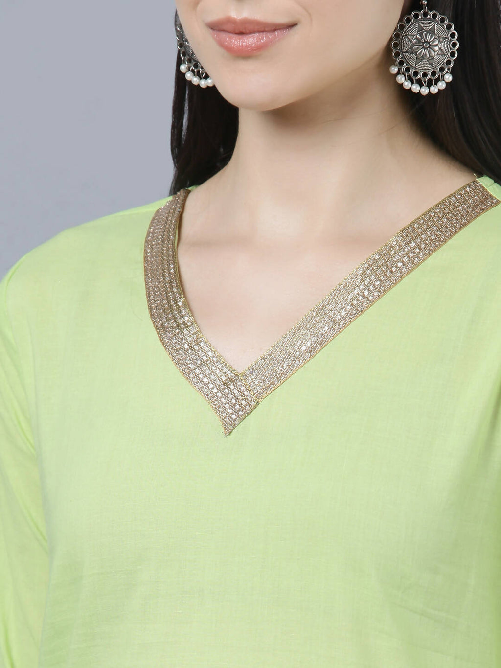 Myshka Women Green Regular Pure Cotton Kurta with Trousers With Dupatta Set - Distacart